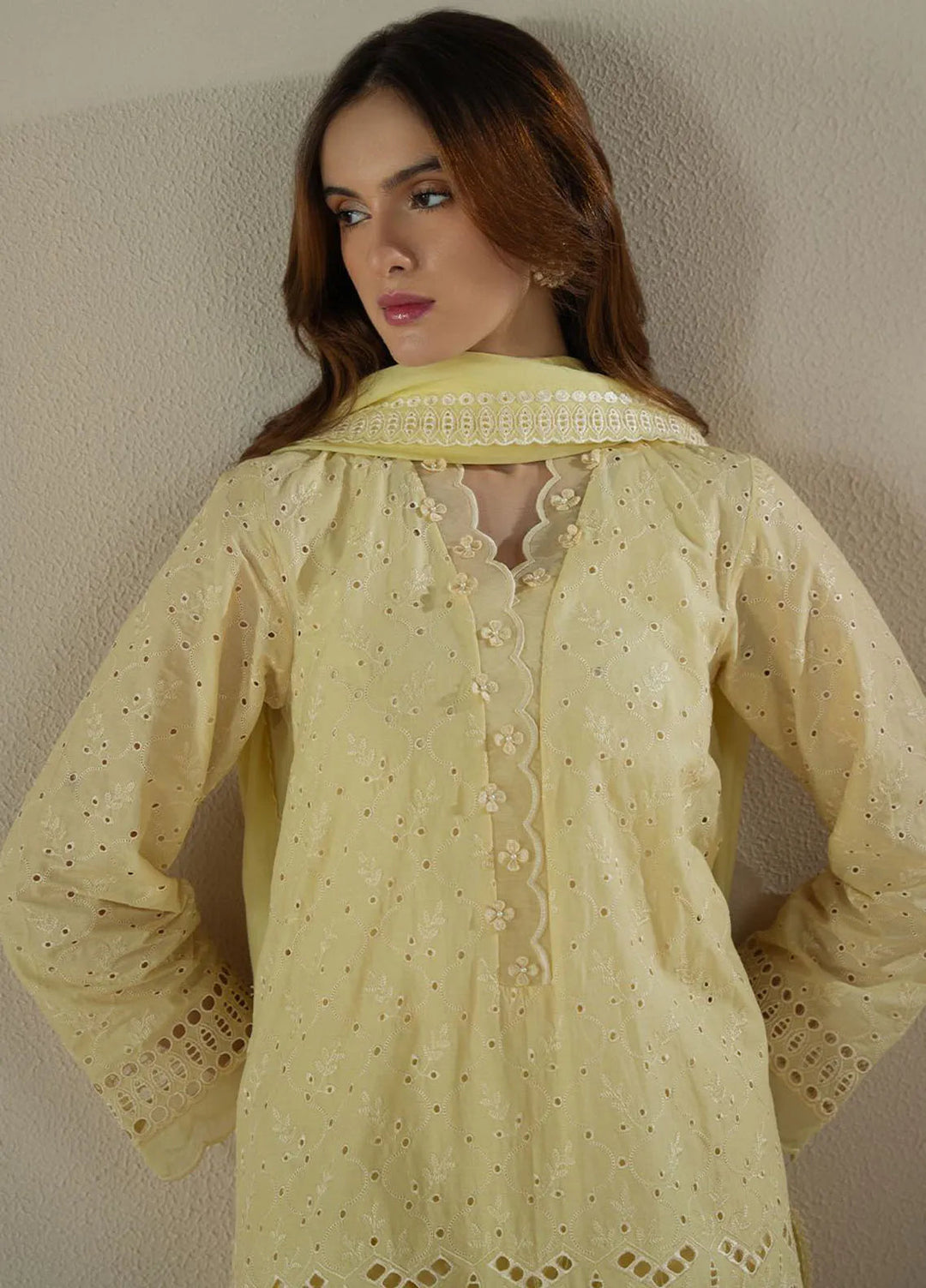 Cross Stitch Embroidered Lawn Suit Unstitched 3 Piece CS25CS Lemon Zest - Summer Collection