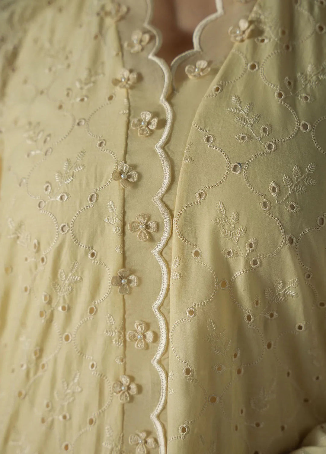 Cross Stitch Embroidered Lawn Suit Unstitched 3 Piece CS25CS Lemon Zest - Summer Collection