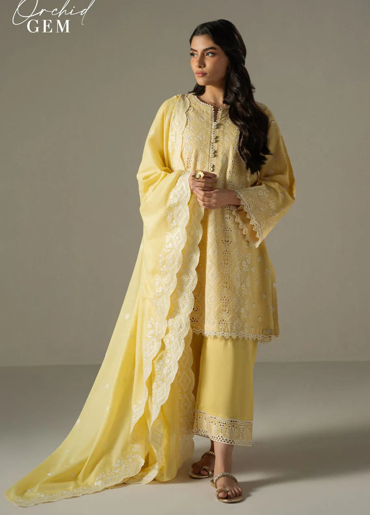 Cross Stitch Embroidered Lawn Suit Unstitched 3 Piece CS25CS Orchid Gem - Summer Collection