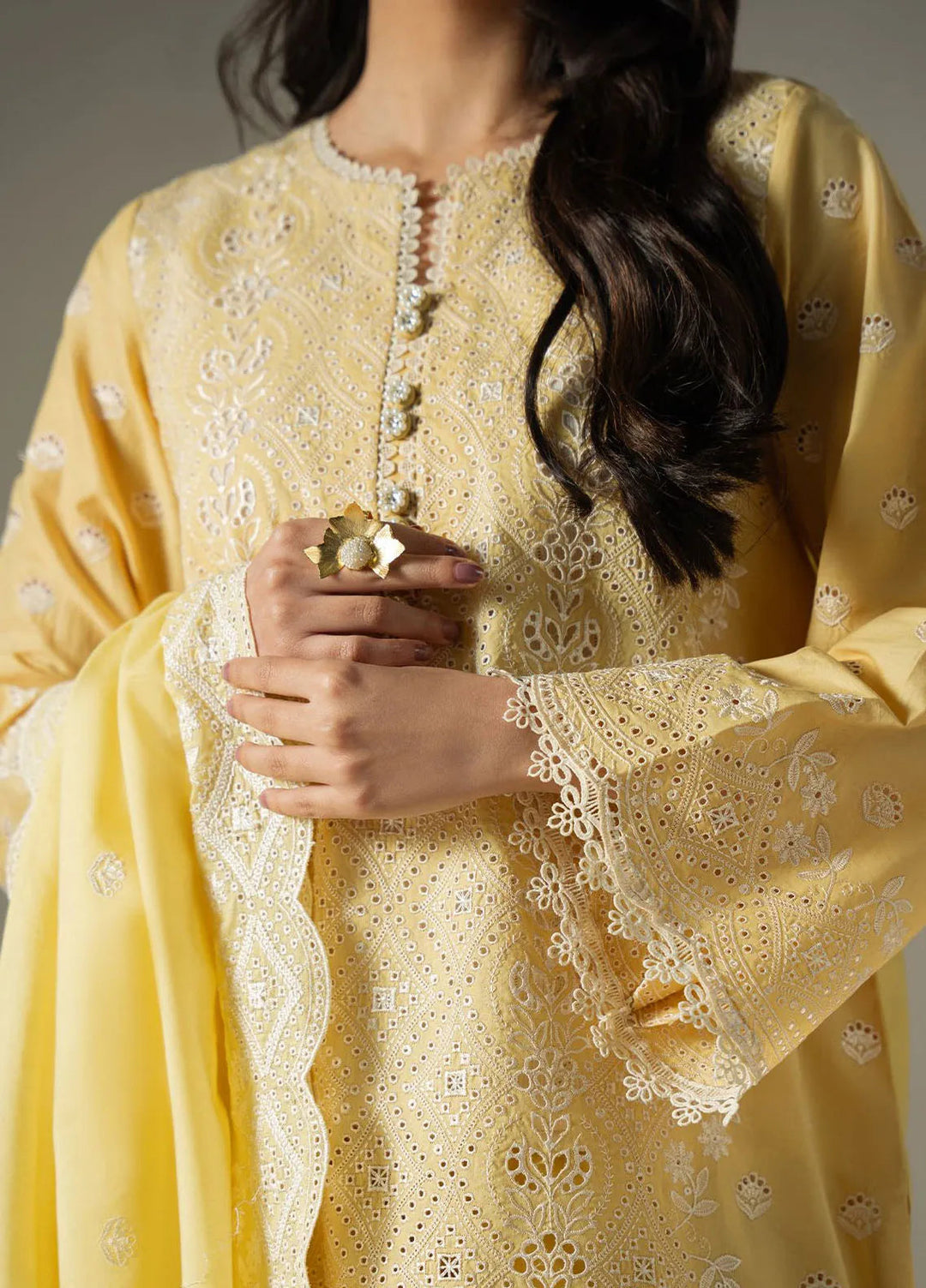 Cross Stitch Embroidered Lawn Suit Unstitched 3 Piece CS25CS Orchid Gem - Summer Collection