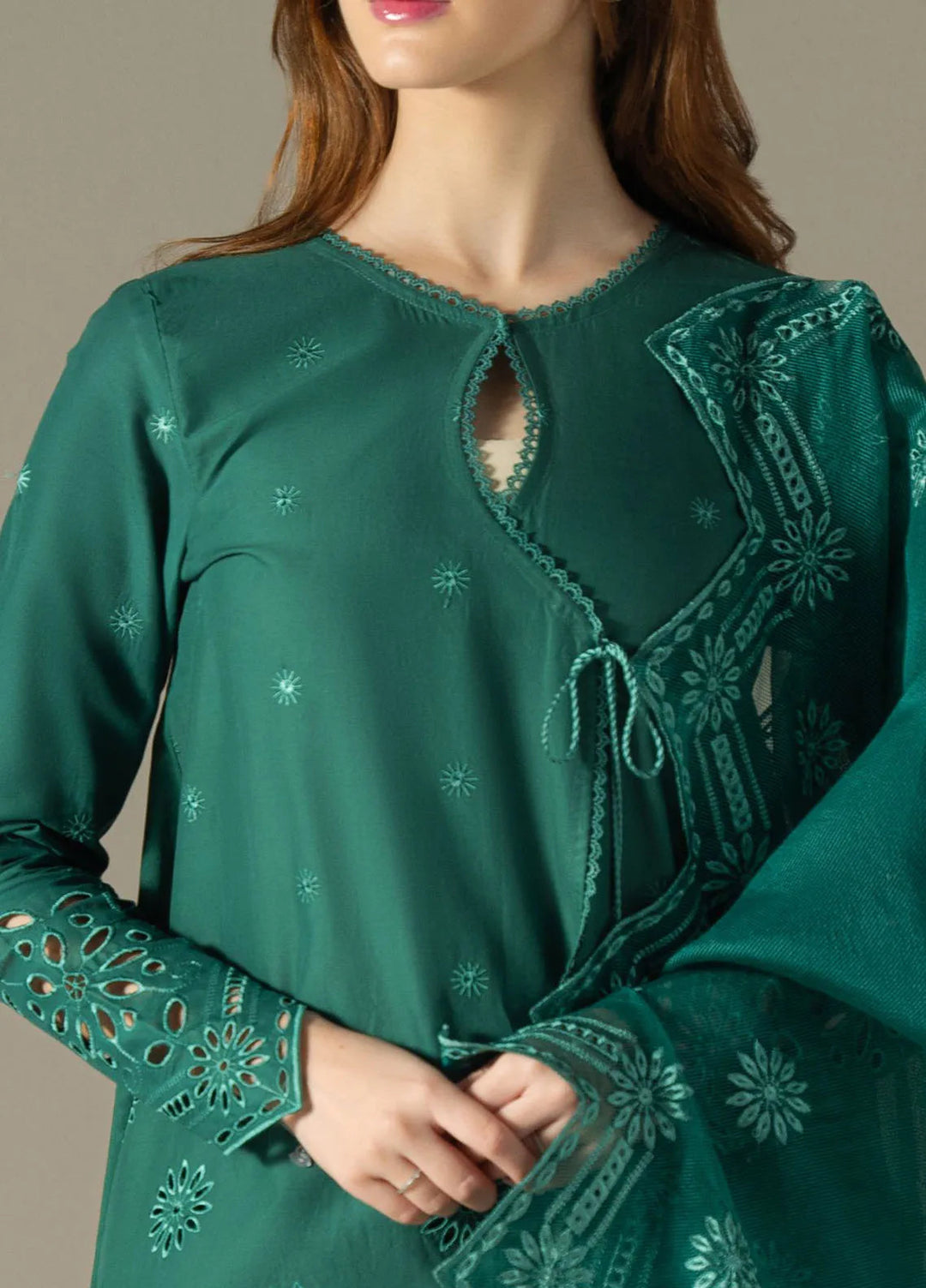 Cross Stitch Embroidered Lawn Suit Unstitched 3 Piece CS25CS Verdant Flora - Summer Collection