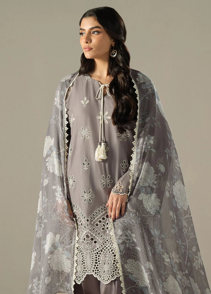 Cross Stitch Embroidered Lawn Suit Unstitched 3 Piece CS25CS Whisper Ash - Summer Collection