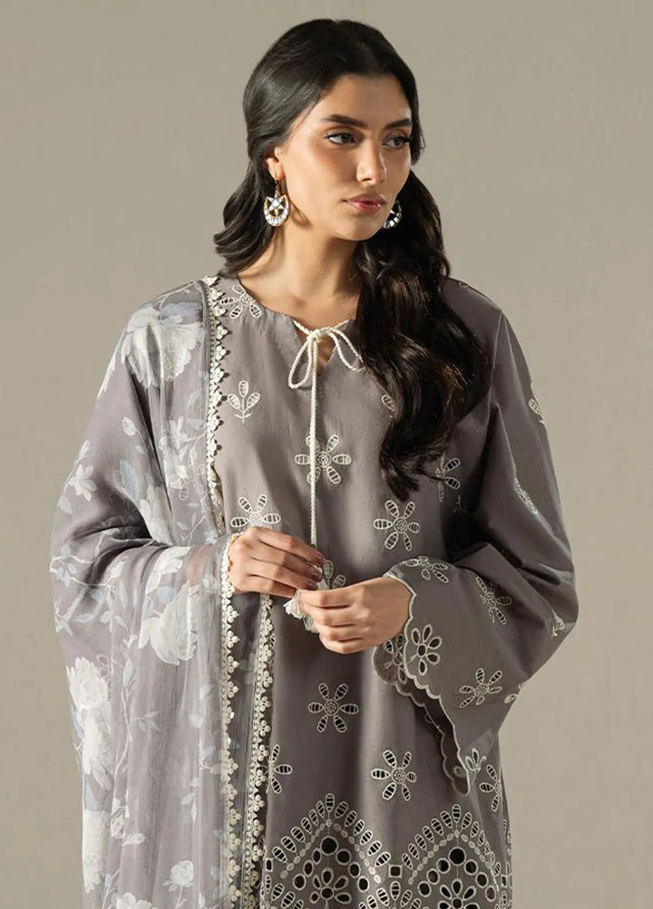 Cross Stitch Embroidered Lawn Suit Unstitched 3 Piece CS25CS Whisper Ash - Summer Collection