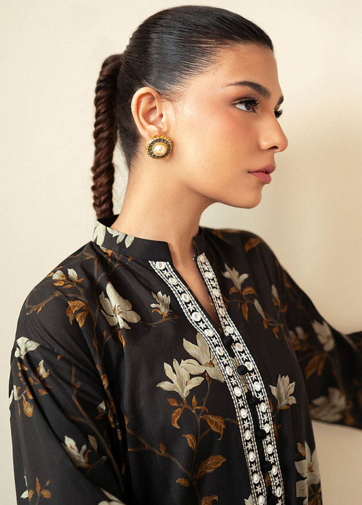 Cross Stitch Embroidered Lawn Suits Unstitched 2 Piece CS24DL D-19 Raven Serenity - Summer Collection