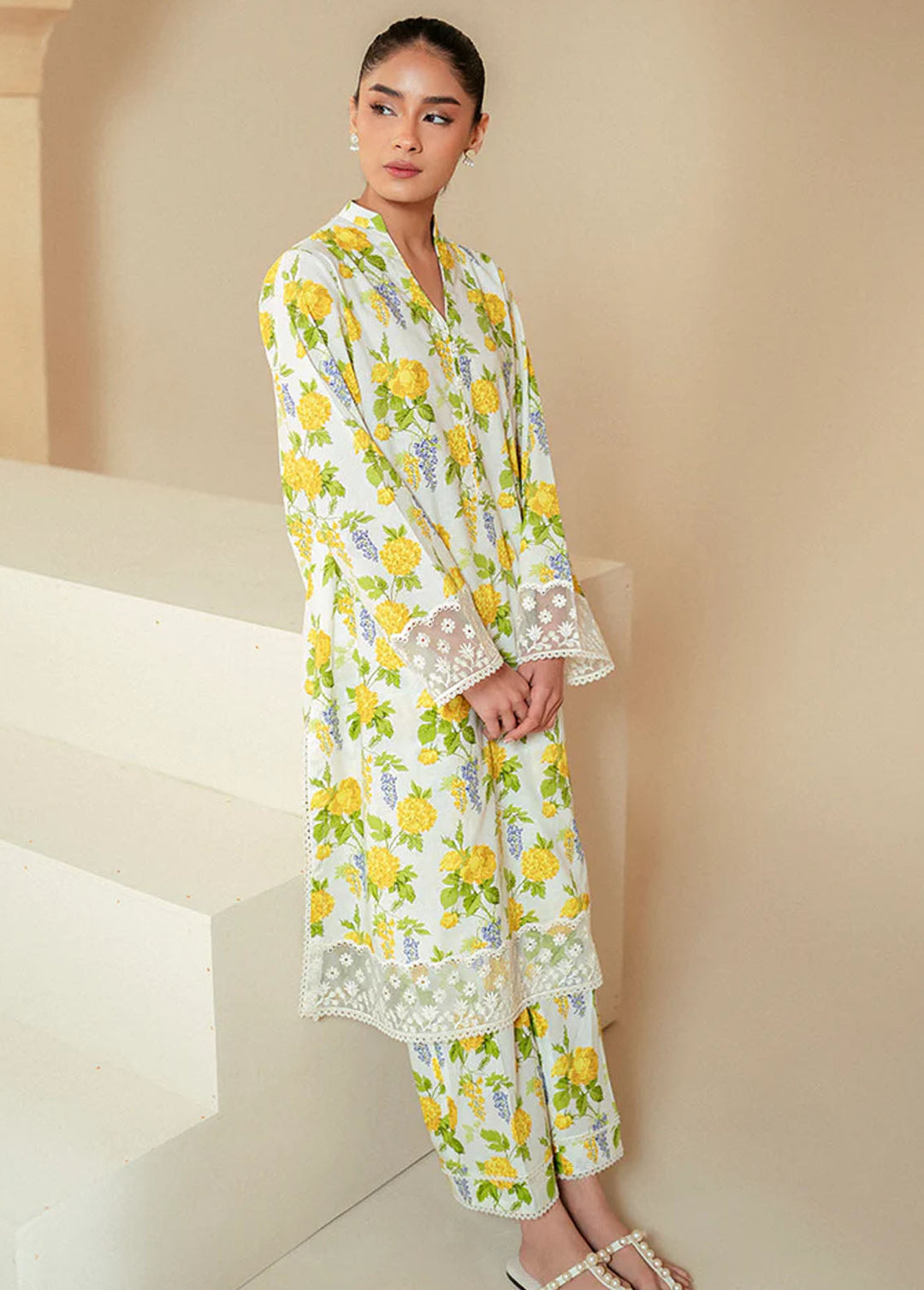 Cross Stitch Embroidered Lawn Suits Unstitched 2 Piece CS24DL D-20 Soft Hydrangea - Summer Collection