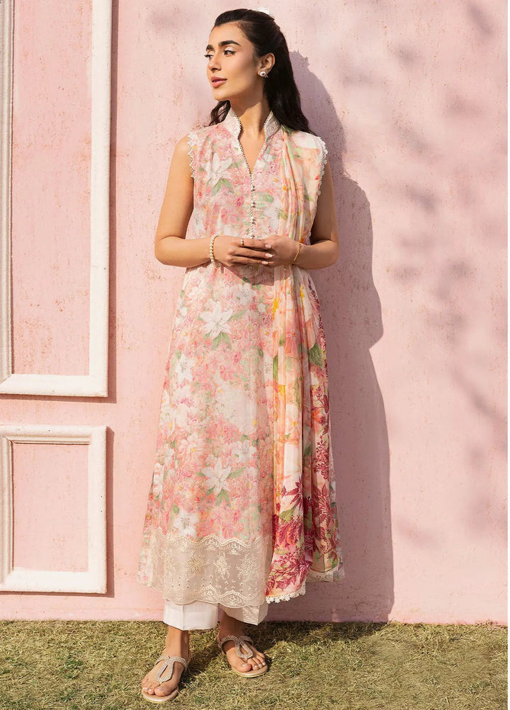Cross Stitch Embroidered Lawn Suits Unstitched 3 Piece Almond Pink - Summer Collection