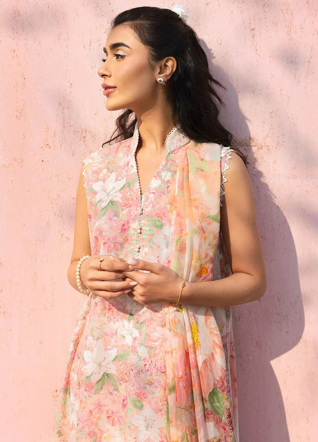 Cross Stitch Embroidered Lawn Suits Unstitched 3 Piece Almond Pink - Summer Collection