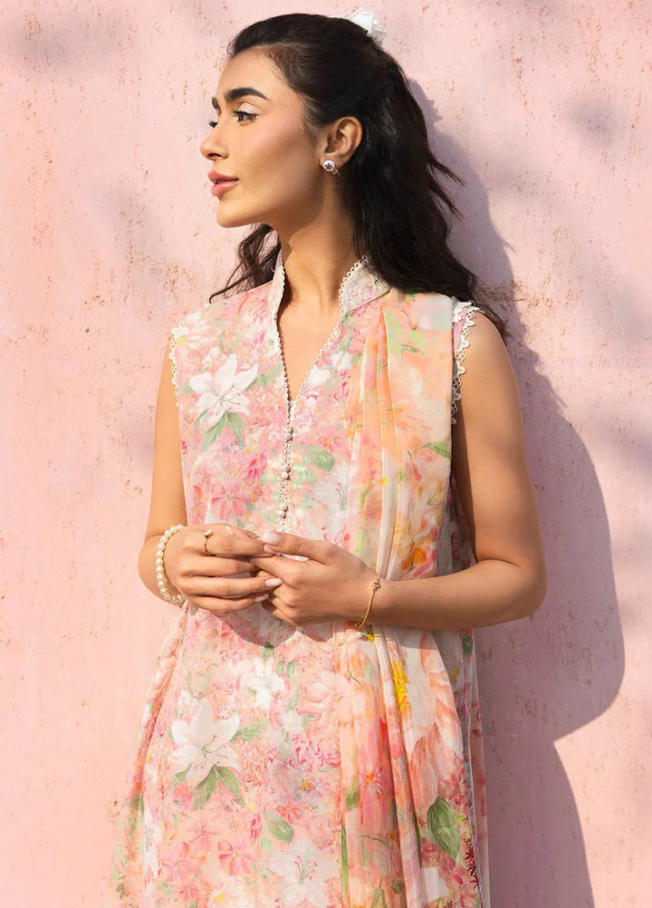 Cross Stitch Embroidered Lawn Suits Unstitched 3 Piece Almond Pink - Summer Collection