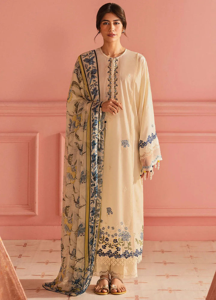 Cross Stitch Embroidered Lawn Suits Unstitched 3 Piece Blue Allure - Summer Collection