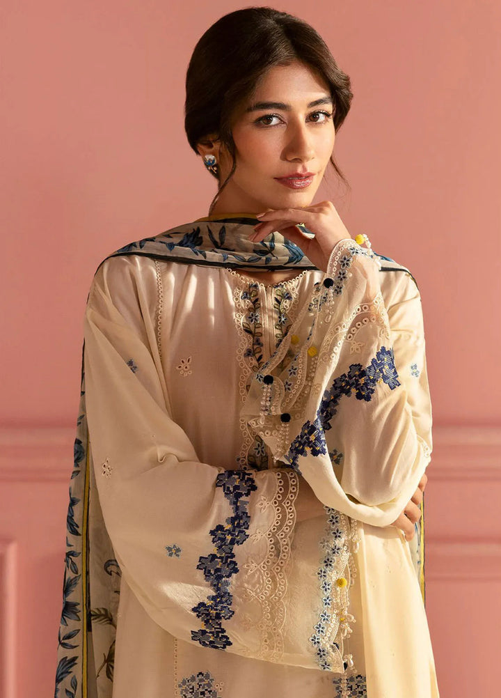 Cross Stitch Embroidered Lawn Suits Unstitched 3 Piece Blue Allure - Summer Collection