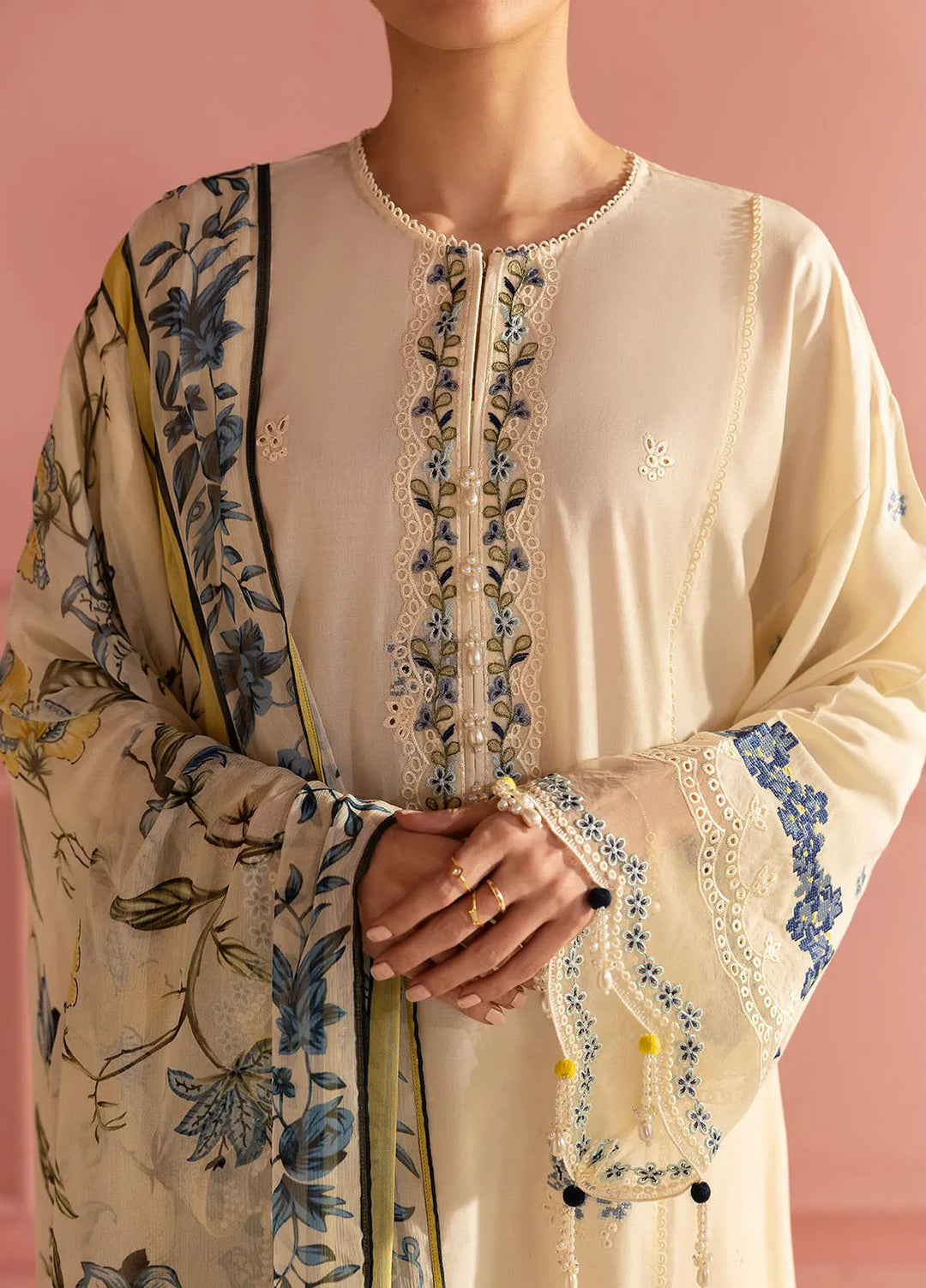 Cross Stitch Embroidered Lawn Suits Unstitched 3 Piece Blue Allure - Summer Collection