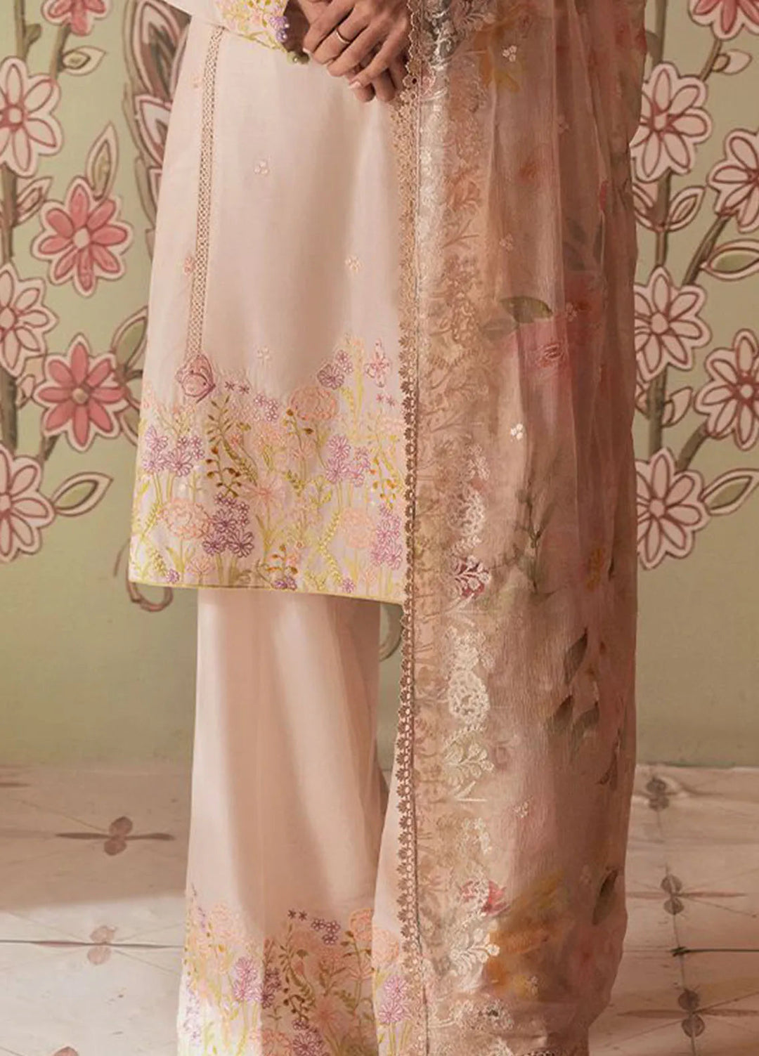 Cross Stitch Embroidered Lawn Suits Unstitched 3 Piece Coral Carnation - Summer Collection