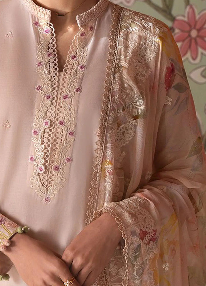 Cross Stitch Embroidered Lawn Suits Unstitched 3 Piece Coral Carnation - Summer Collection