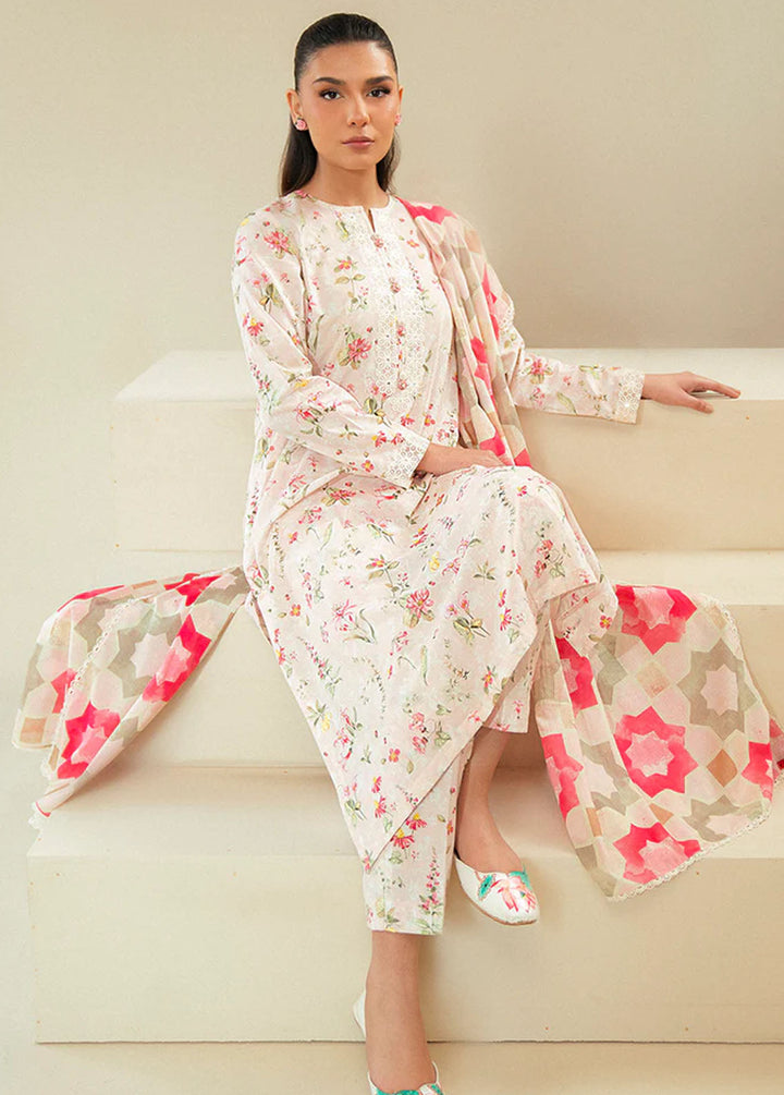 Cross Stitch Embroidered Lawn Suits Unstitched 3 Piece CS24DL D-02 Crystal Aura - Summer Collection