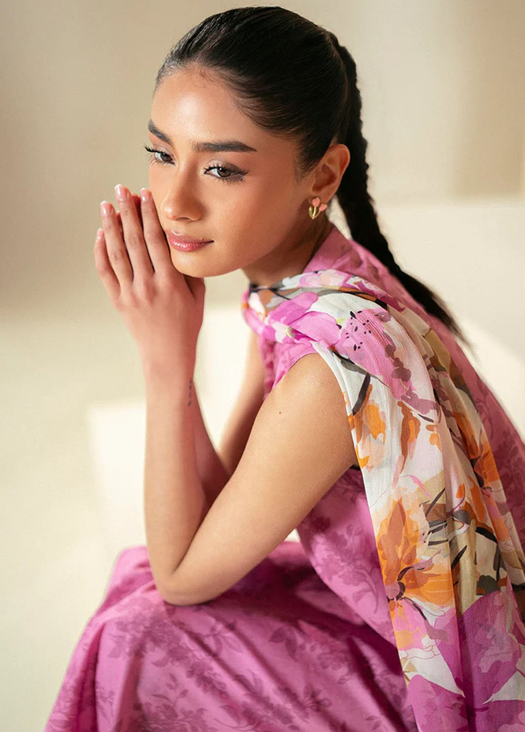 Cross Stitch Embroidered Lawn Suits Unstitched 3 Piece CS24DL D-03 Curio Glow - Summer Collection