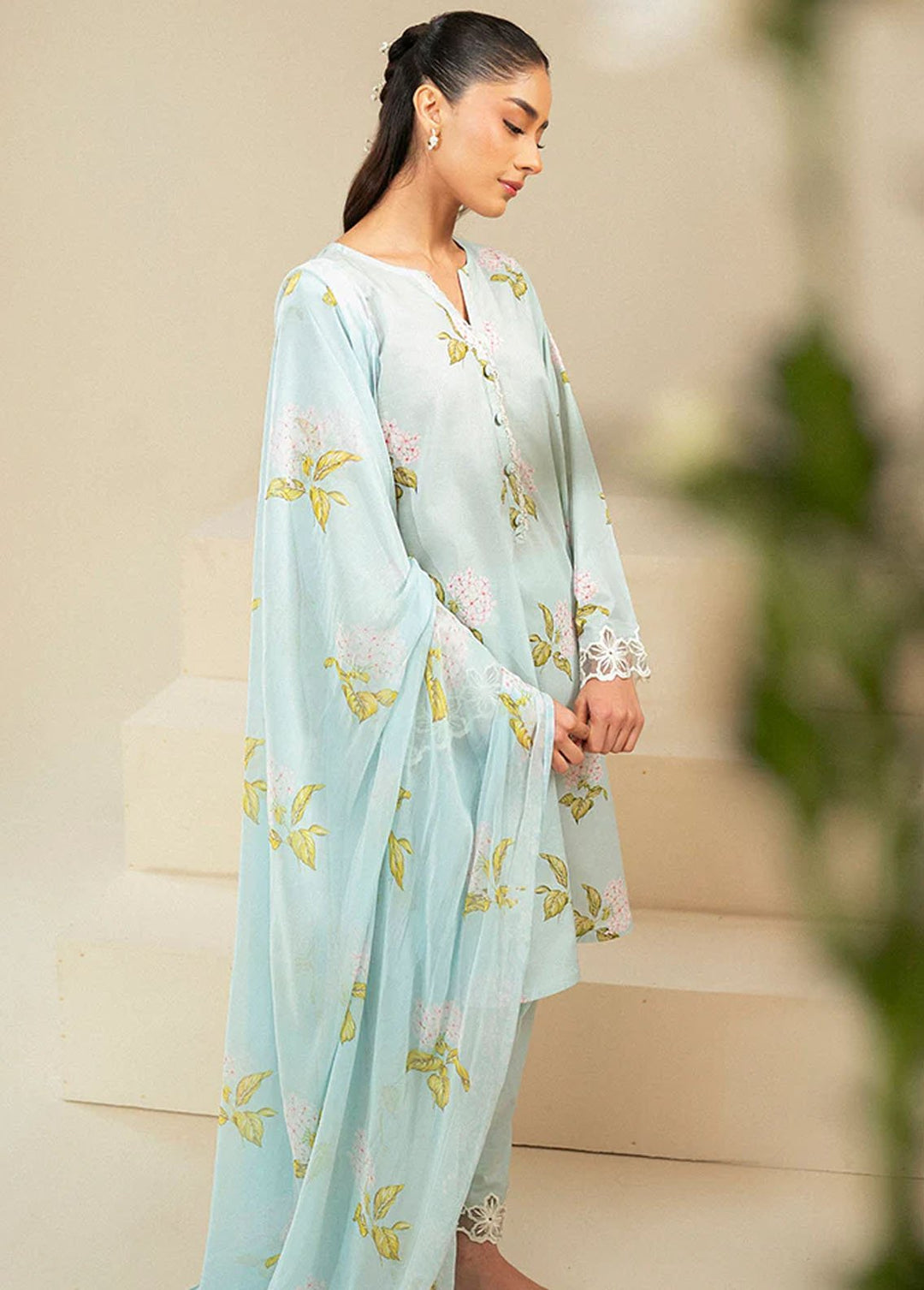 Cross Stitch Embroidered Lawn Suits Unstitched 3 Piece CS24DL D-04 Dim Gray - Summer Collection