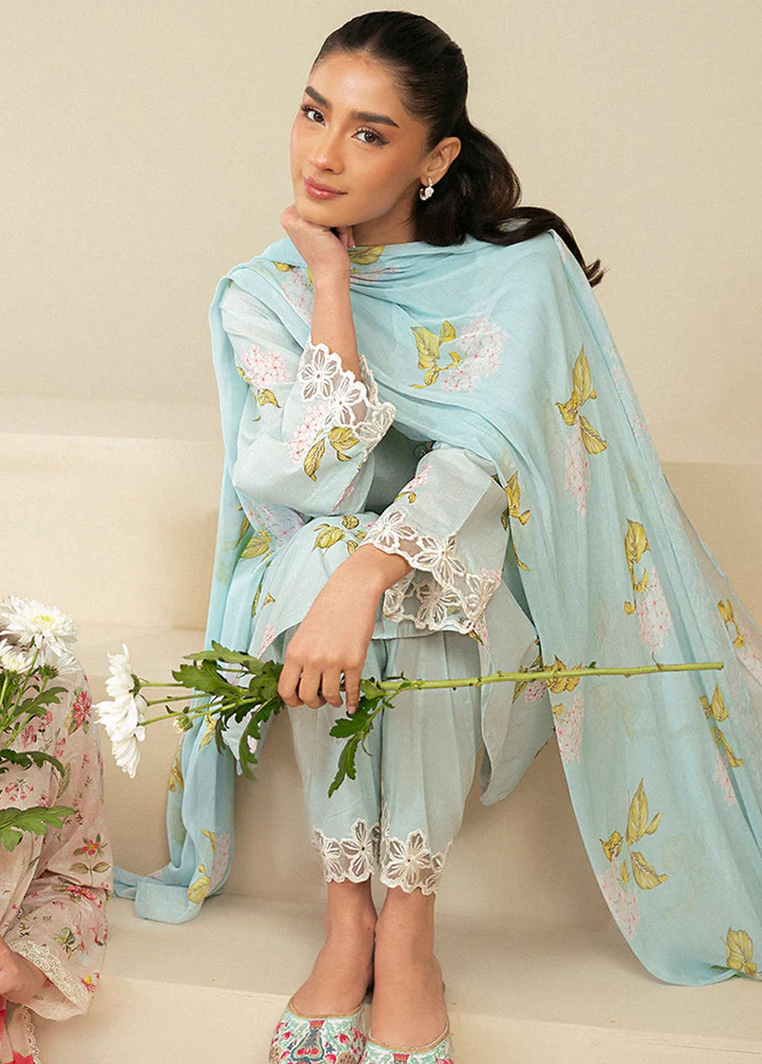 Cross Stitch Embroidered Lawn Suits Unstitched 3 Piece CS24DL D-04 Dim Gray - Summer Collection