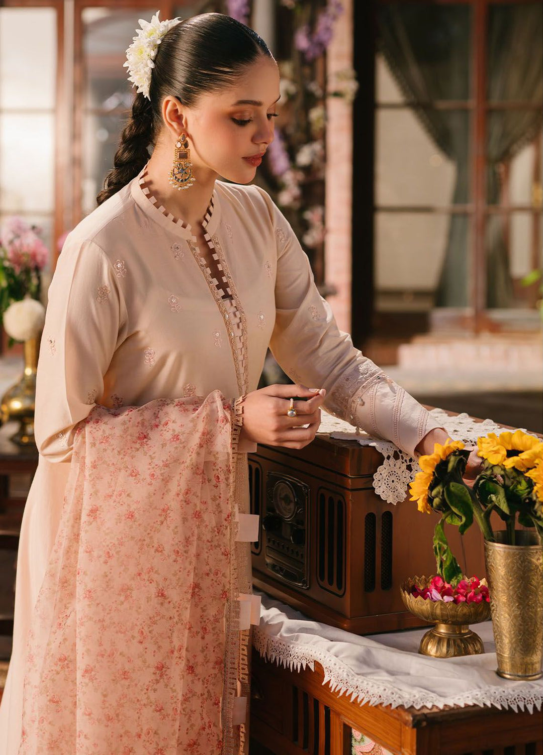 Cross Stitch Embroidered Lawn Suits Unstitched 3 Piece CS24EL D-03 Pastel Fusion - Eid Collection