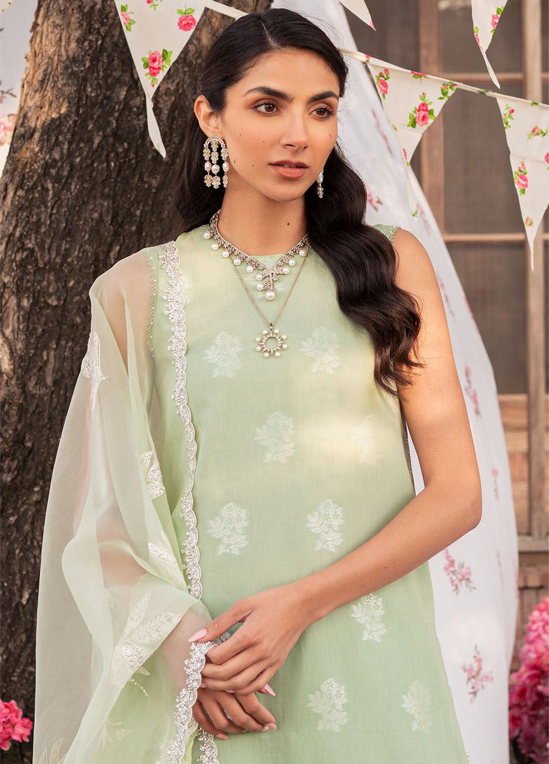 Cross Stitch Embroidered Lawn Suits Unstitched 3 Piece CS24EL D-04 Celadon Spruce - Eid Collection