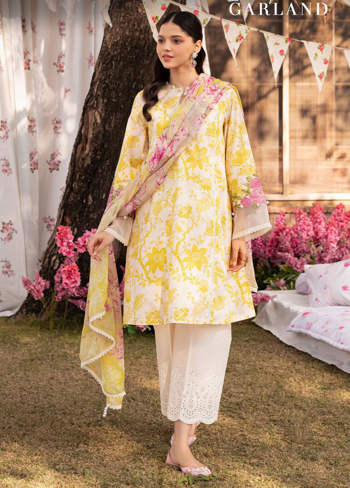 Cross Stitch Embroidered Lawn Suits Unstitched 3 Piece CS24EL D-05 Ivory Garland - Eid Collection