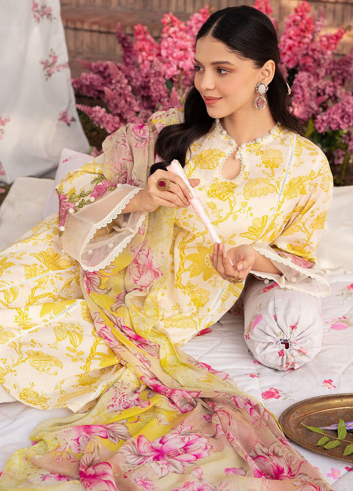 Cross Stitch Embroidered Lawn Suits Unstitched 3 Piece CS24EL D-05 Ivory Garland - Eid Collection