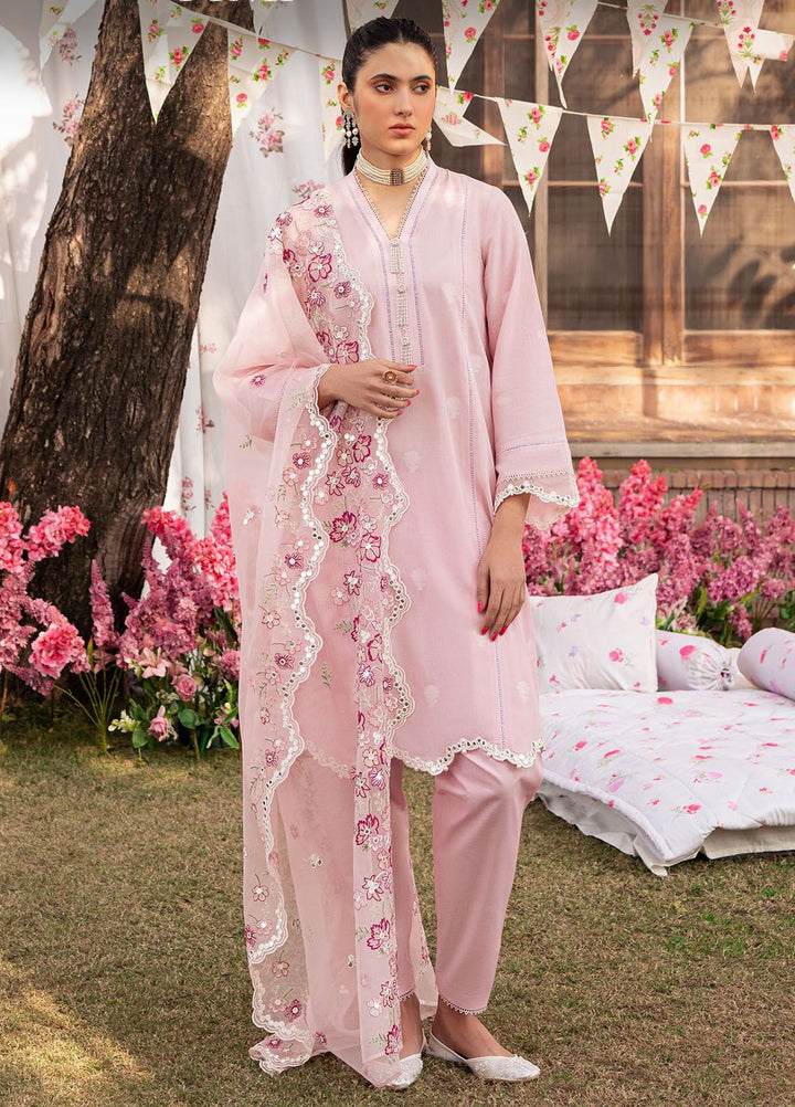 Cross Stitch Embroidered Lawn Suits Unstitched 3 Piece CS24EL D-06 Cameo Pink - Eid Collection