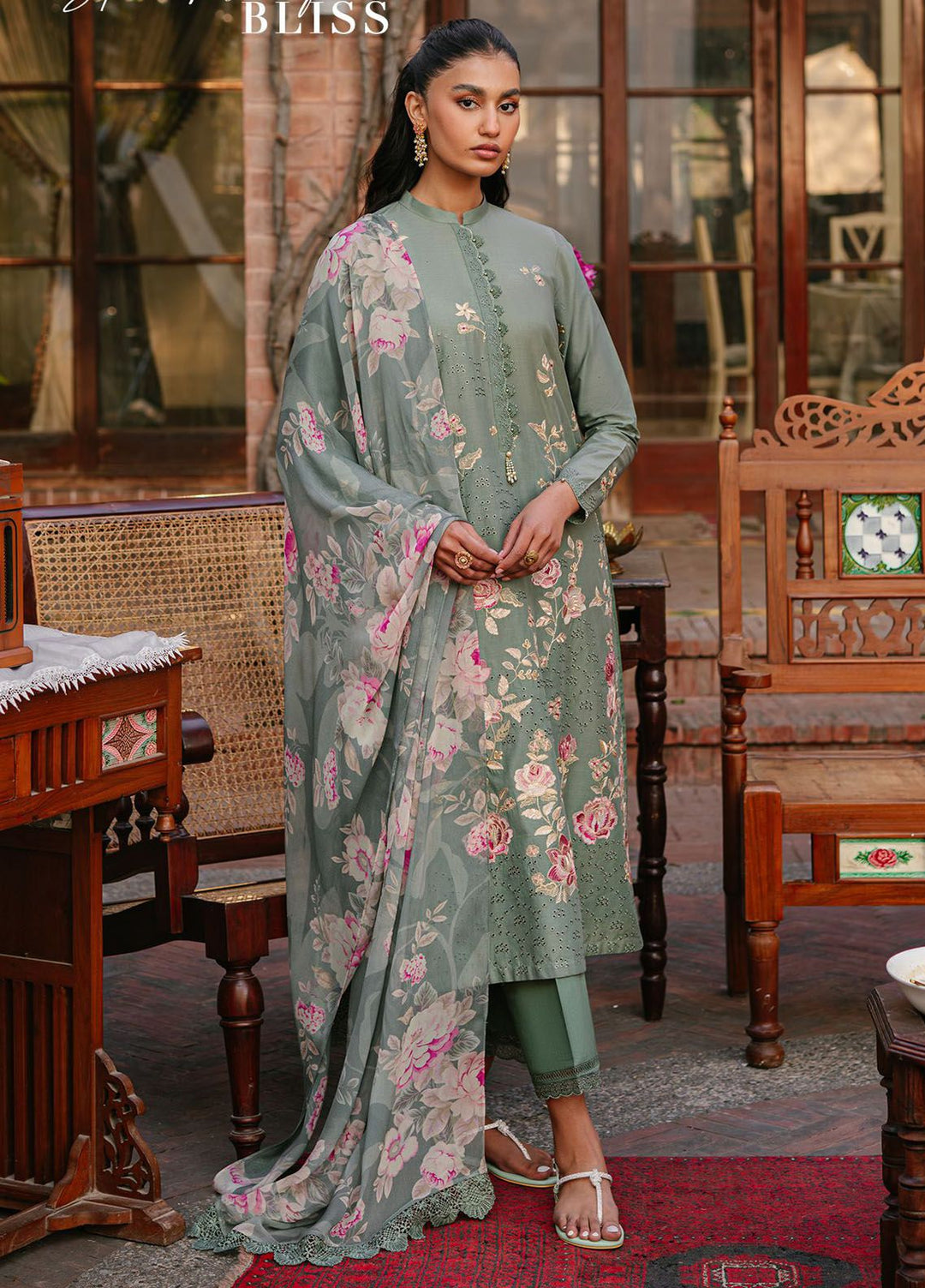 Cross Stitch Embroidered Lawn Suits Unstitched 3 Piece CS24EL D-08 Sparkling Bliss - Eid Collection
