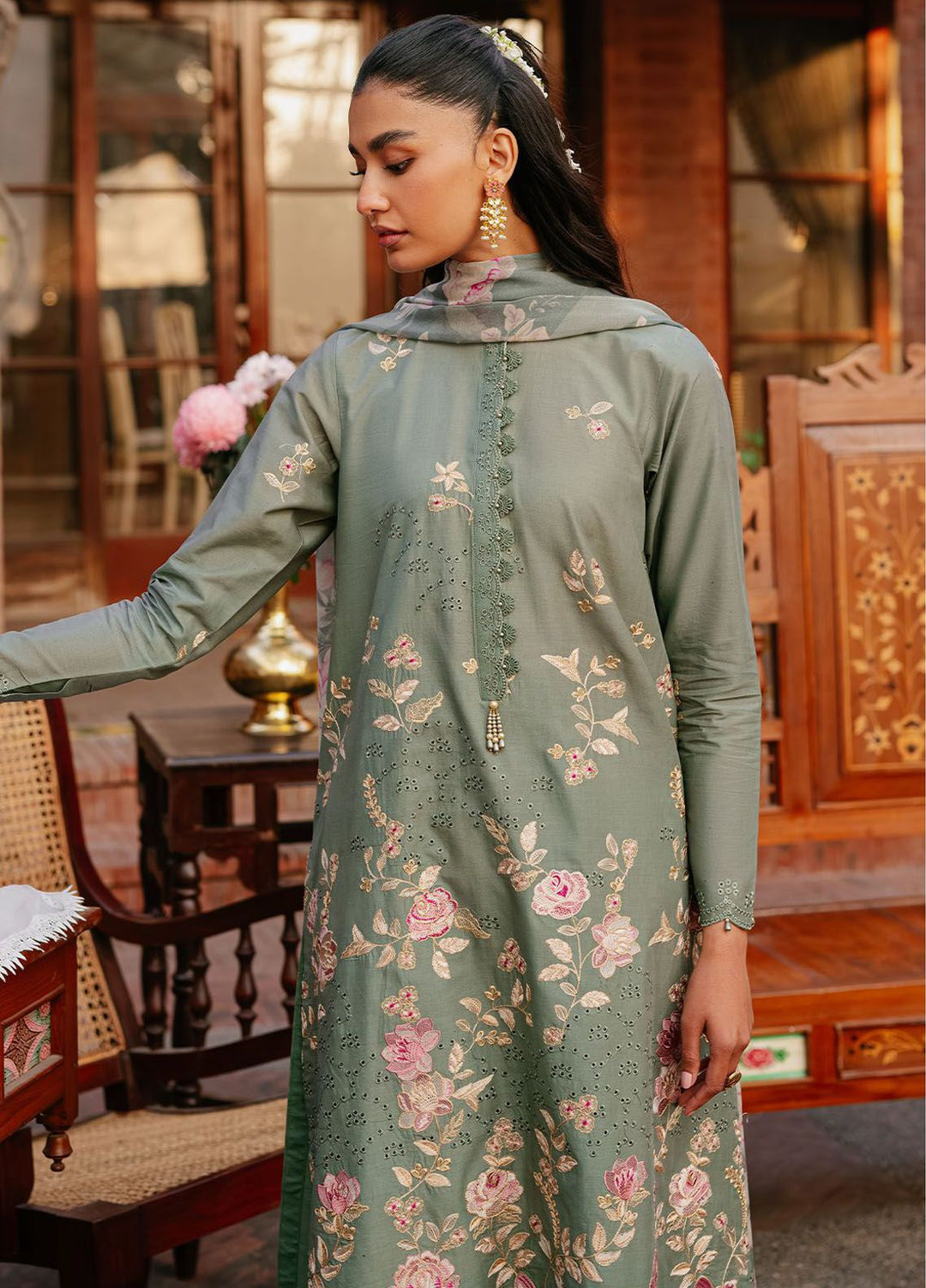 Cross Stitch Embroidered Lawn Suits Unstitched 3 Piece CS24EL D-08 Sparkling Bliss - Eid Collection