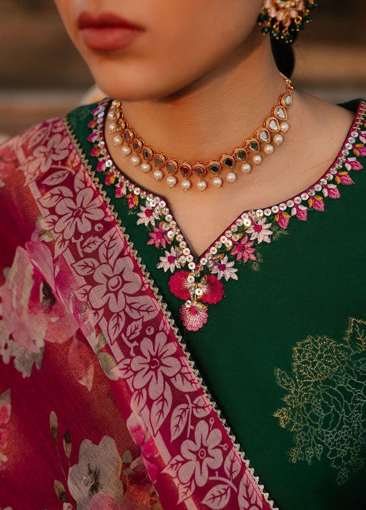 Cross Stitch Embroidered Lawn Suits Unstitched 3 Piece CS24EL D-09 Opulent Green - Eid Collection