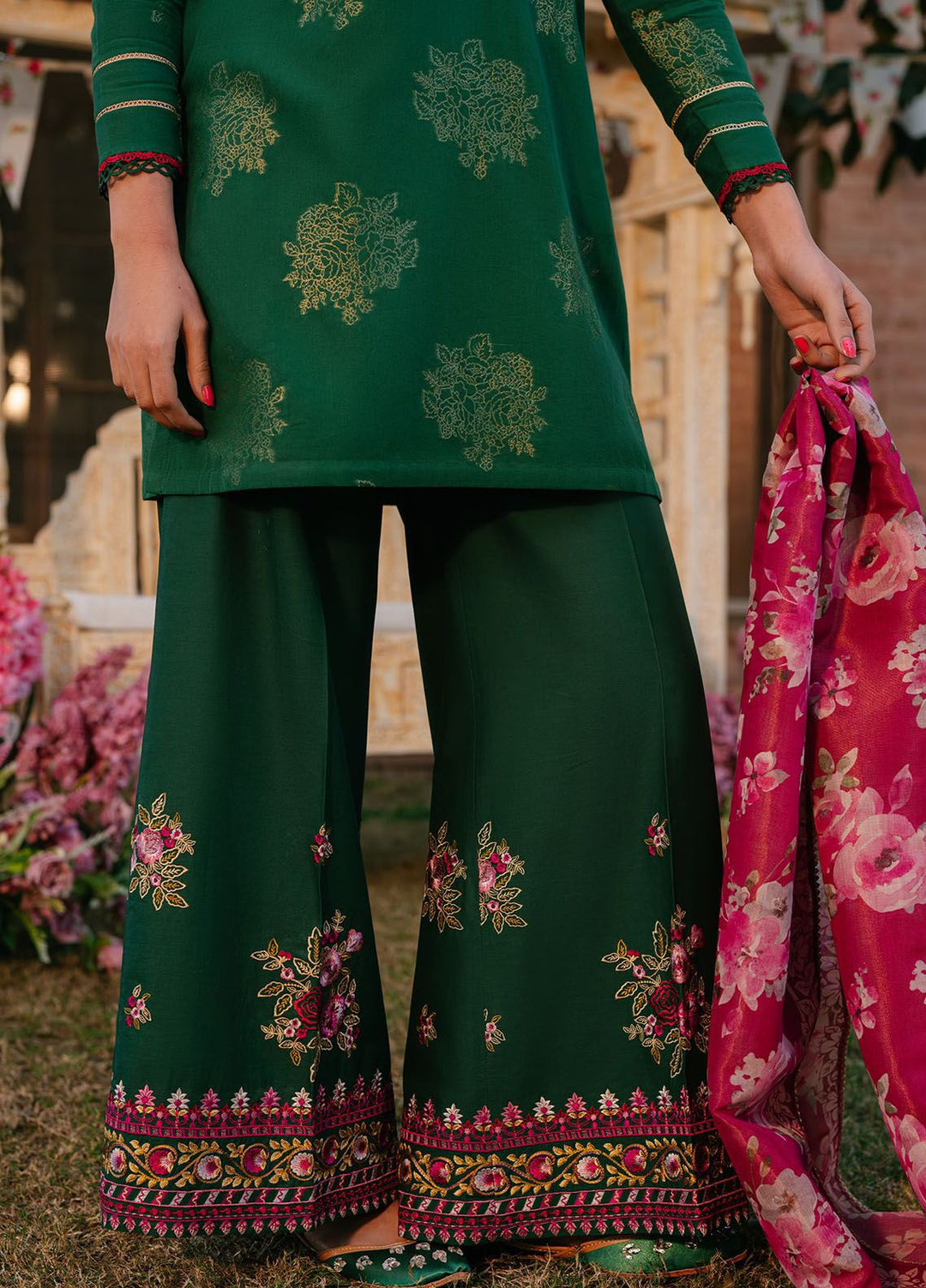 Cross Stitch Embroidered Lawn Suits Unstitched 3 Piece CS24EL D-09 Opulent Green - Eid Collection