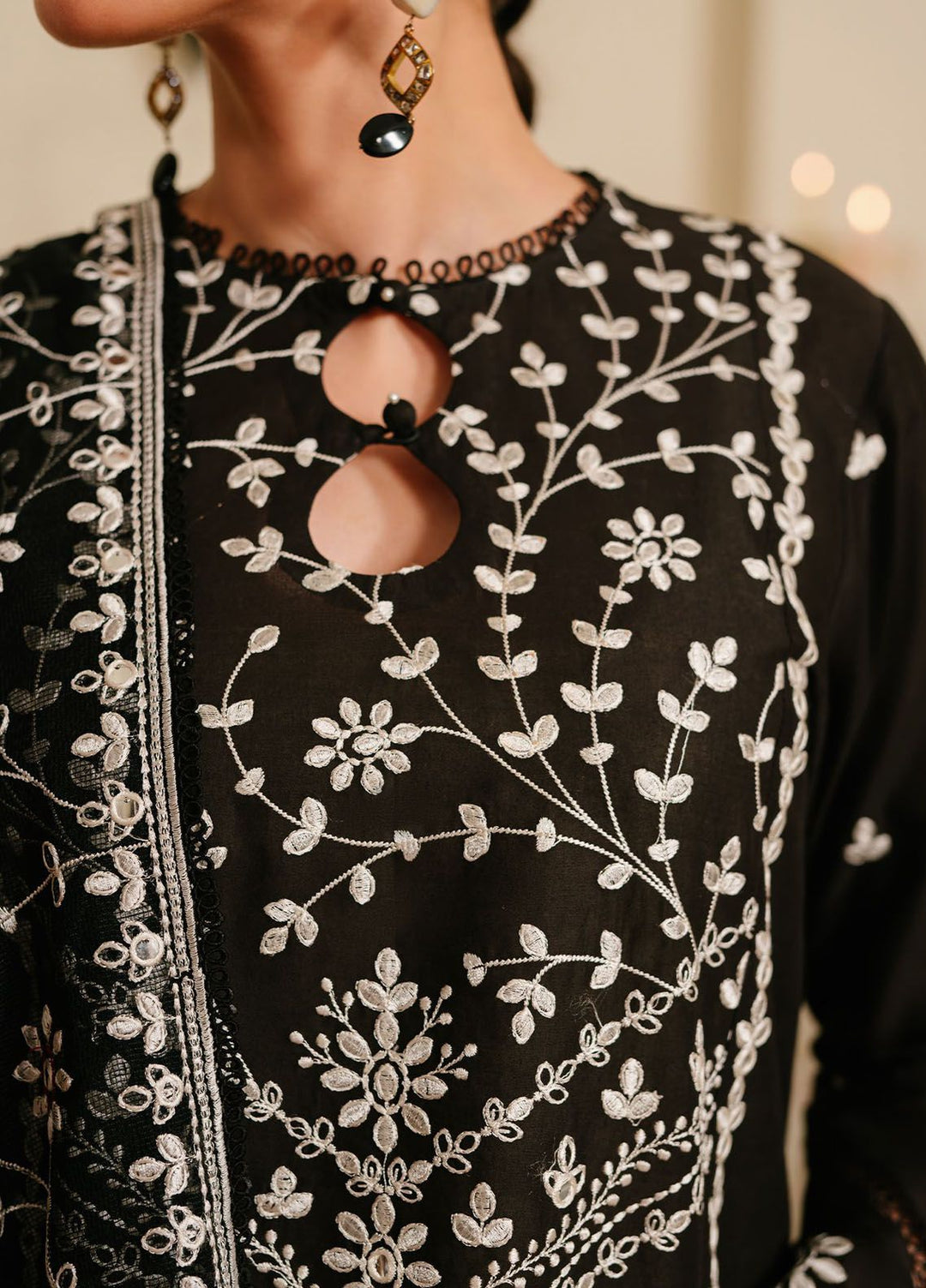 Cross Stitch Embroidered Lawn Suits Unstitched 3 Piece CS24EL D-10 Noir Ornate - Eid Collection