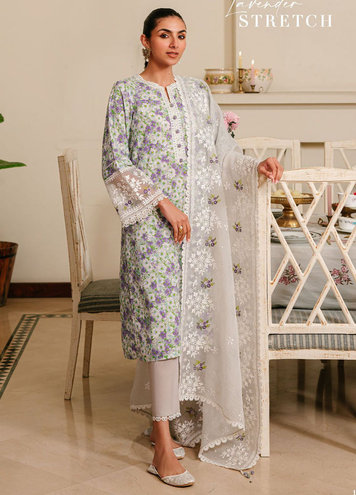 Cross Stitch Embroidered Lawn Suits Unstitched 3 Piece CS24EL D-11 Lavender Stretch - Eid Collection