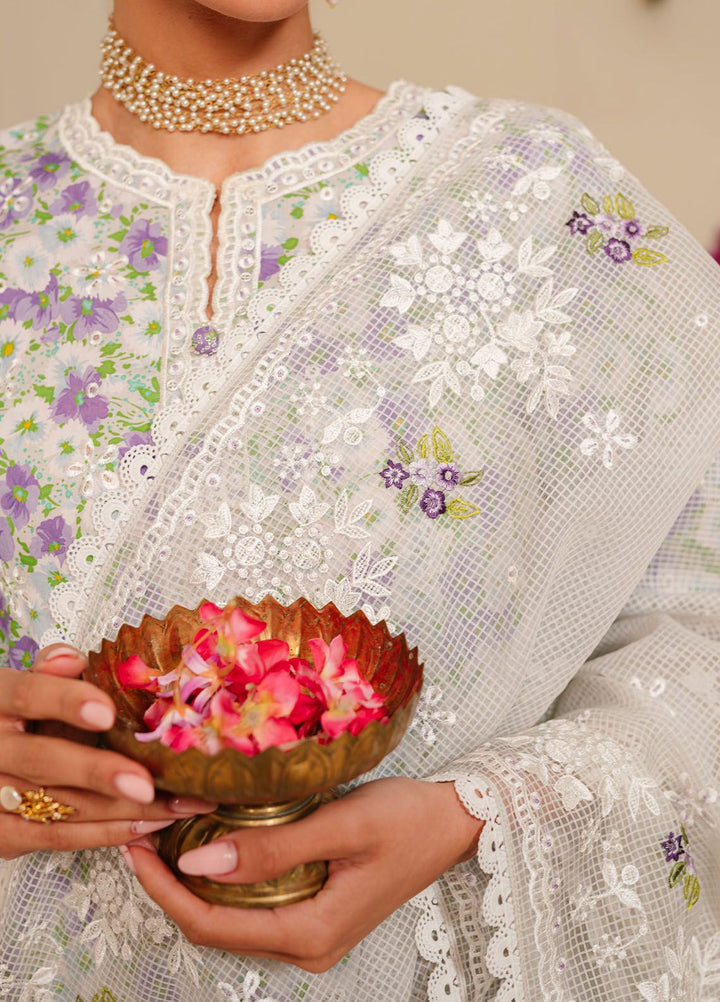 Cross Stitch Embroidered Lawn Suits Unstitched 3 Piece CS24EL D-11 Lavender Stretch - Eid Collection