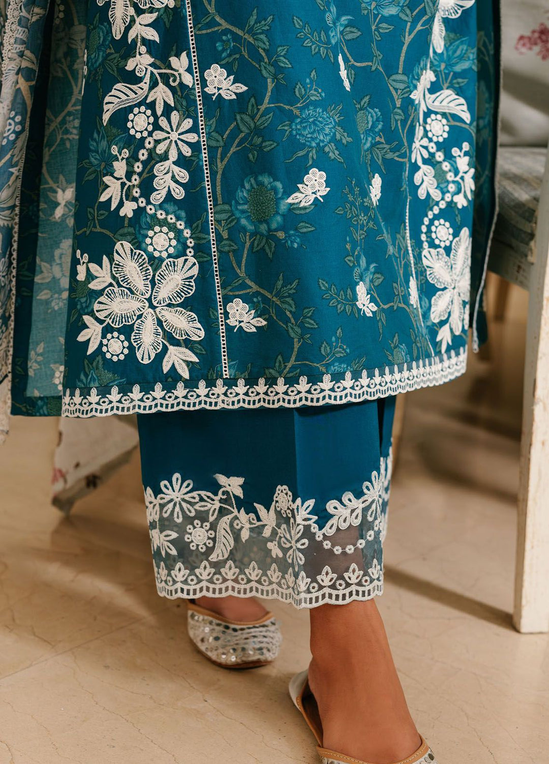 Cross Stitch Embroidered Lawn Suits Unstitched 3 Piece CS24EL D-12 Ice Bloom - Eid Collection