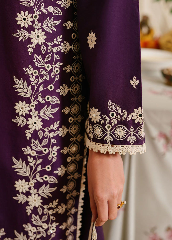 Cross Stitch Embroidered Lawn Suits Unstitched 3 Piece CS24EL D-13 Plum Grain - Eid Collection