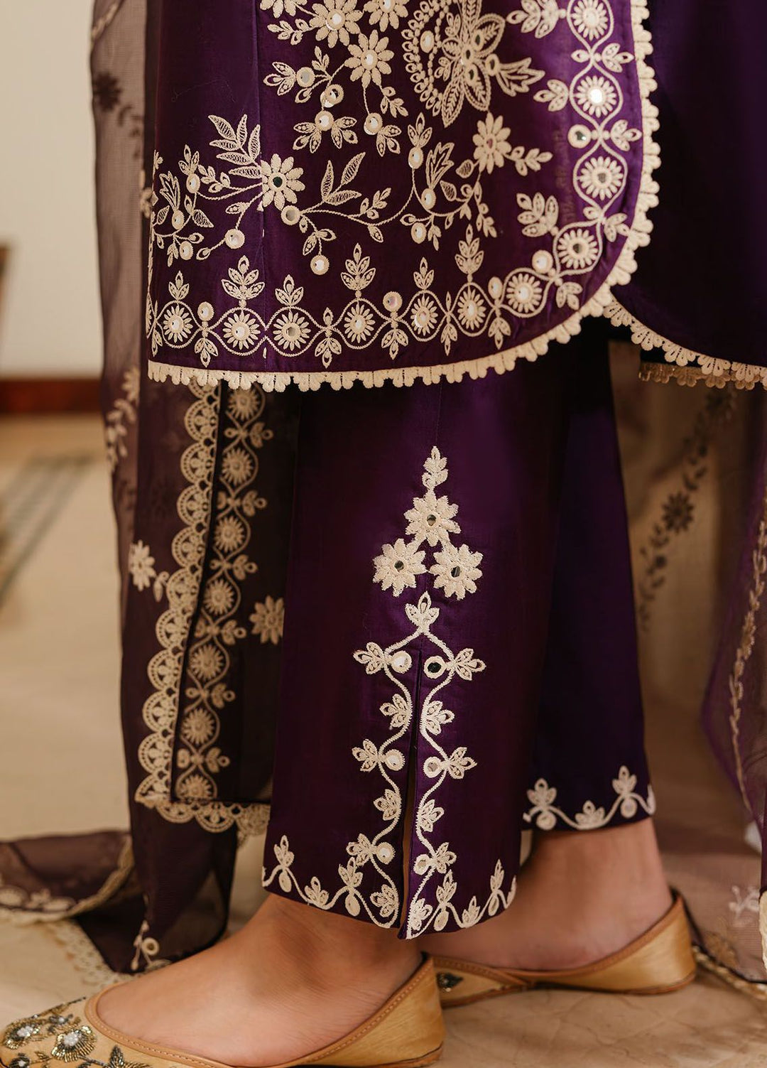Cross Stitch Embroidered Lawn Suits Unstitched 3 Piece CS24EL D-13 Plum Grain - Eid Collection