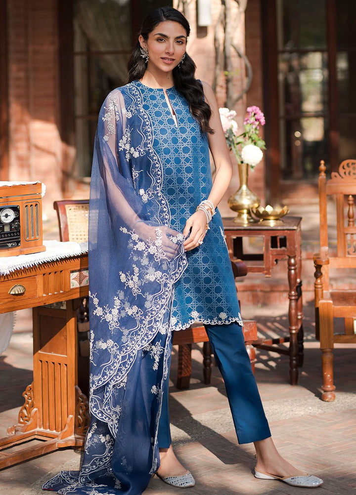 Cross Stitch Embroidered Lawn Suits Unstitched 3 Piece CS24EL D-15 Antigue Royal - Eid Collection