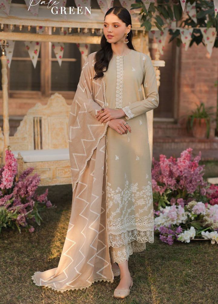 Cross Stitch Embroidered Lawn Suits Unstitched 3 Piece CS24EL D-16 Pale Green - Eid Collection