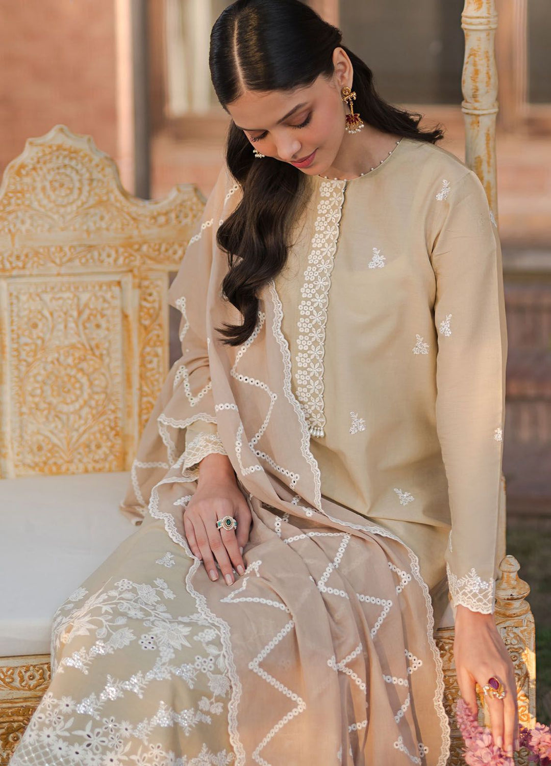 Cross Stitch Embroidered Lawn Suits Unstitched 3 Piece CS24EL D-16 Pale Green - Eid Collection