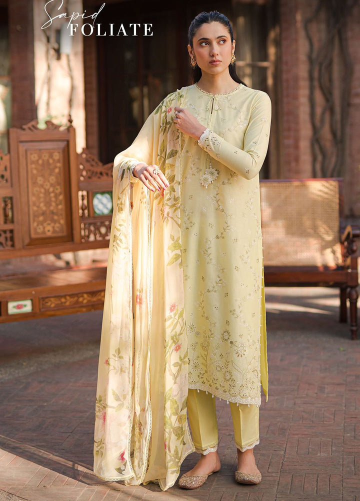 Cross Stitch Embroidered Lawn Suits Unstitched 3 Piece CS24EL D-17 Sapid Foliate - Eid Collection