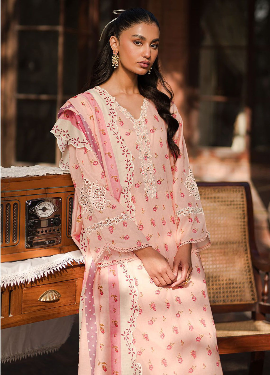 Cross Stitch Embroidered Lawn Suits Unstitched 3 Piece CS24EL D-20 Peach Glam - Eid Collection