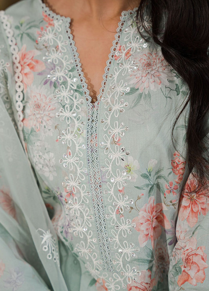 Cross Stitch Embroidered Lawn Suits Unstitched 3 Piece CS24EL D-21 Pearl Floral - Eid Collection