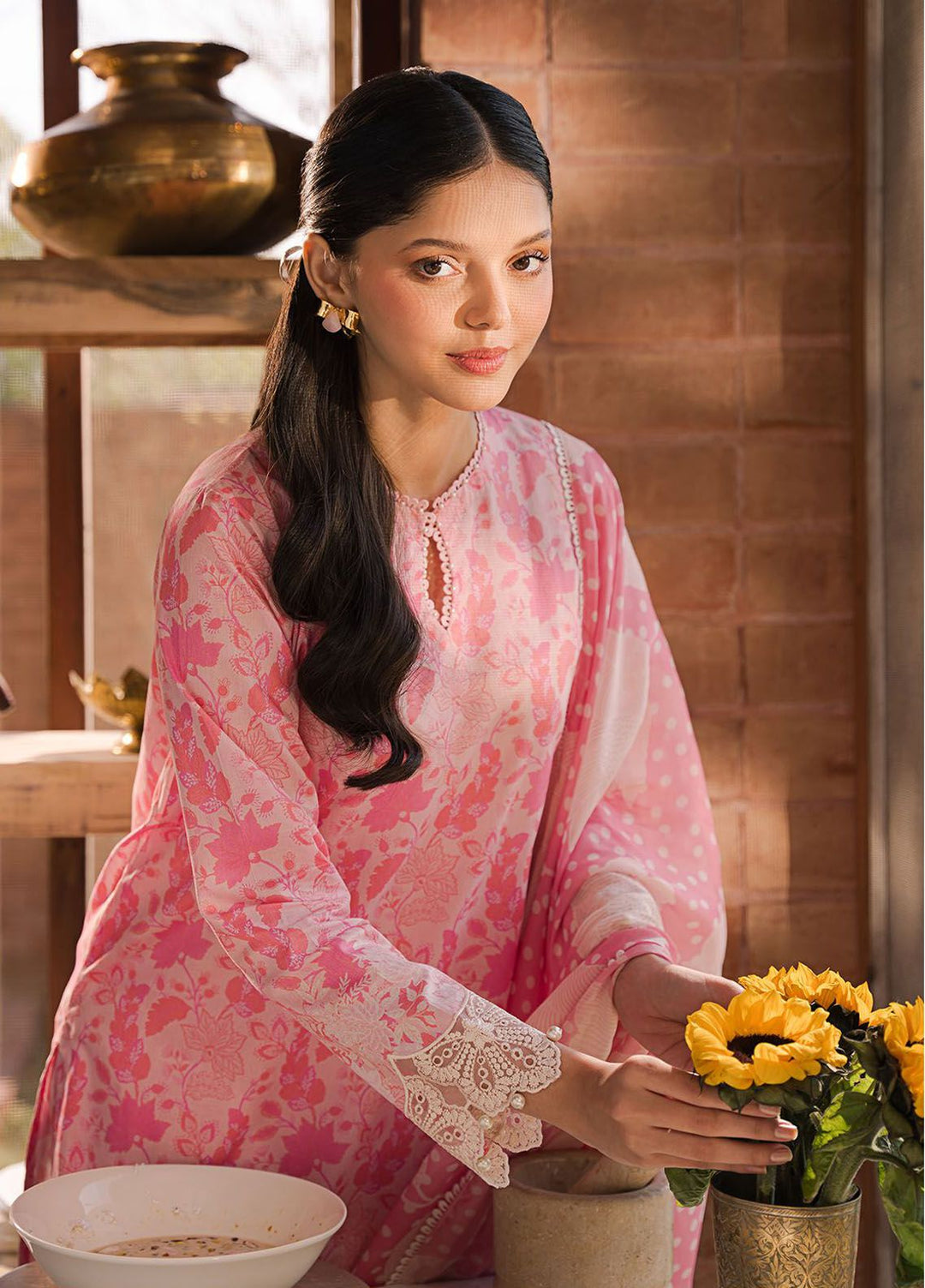 Cross Stitch Embroidered Lawn Suits Unstitched 3 Piece CS24EL D-22 Rose Glint - Eid Collection