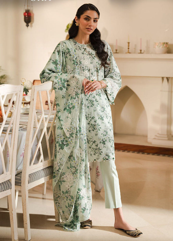Cross Stitch Embroidered Lawn Suits Unstitched 3 Piece CS24EL D-23 Sage Silt - Eid Collection