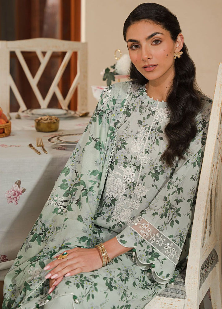 Cross Stitch Embroidered Lawn Suits Unstitched 3 Piece CS24EL D-23 Sage Silt - Eid Collection