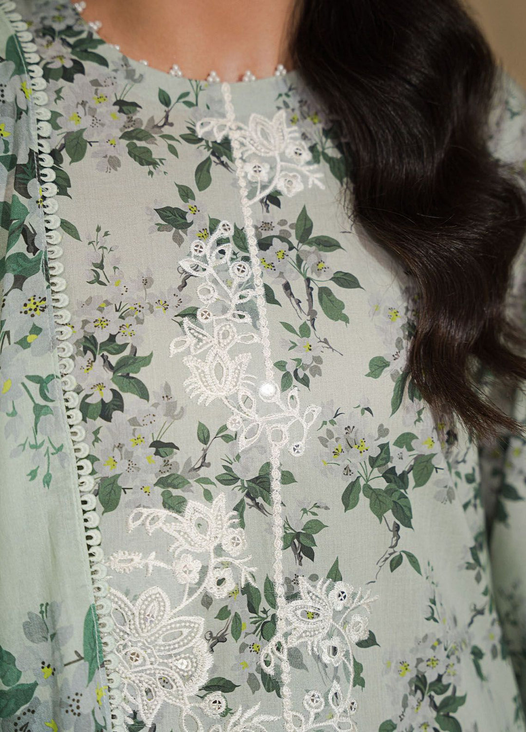 Cross Stitch Embroidered Lawn Suits Unstitched 3 Piece CS24EL D-23 Sage Silt - Eid Collection