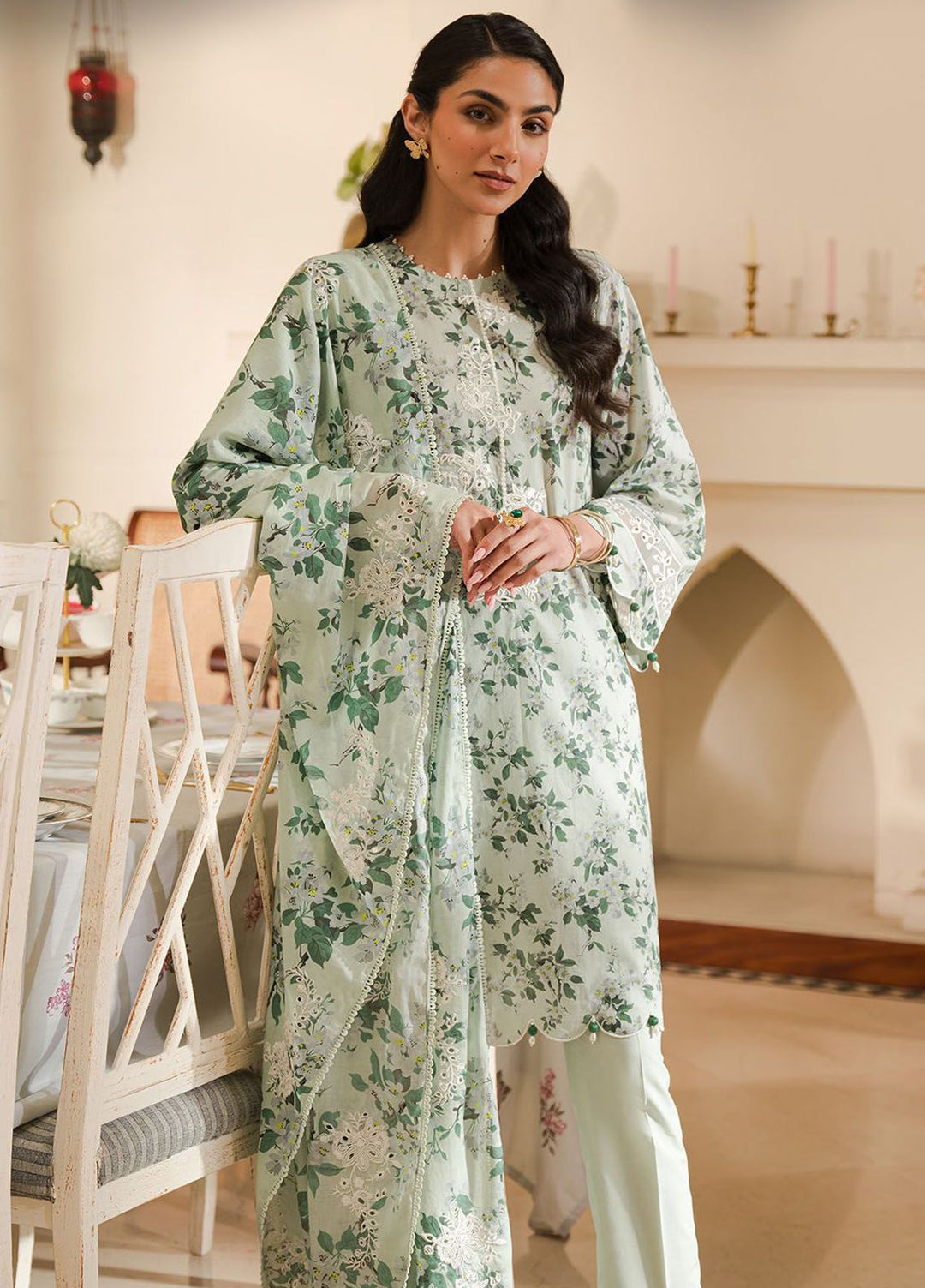 Cross Stitch Embroidered Lawn Suits Unstitched 3 Piece CS24EL D-23 Sage Silt - Eid Collection