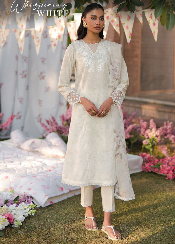 Cross Stitch Embroidered Lawn Suits Unstitched 3 Piece CS24EL D-25 Whisperring White - Eid Collection