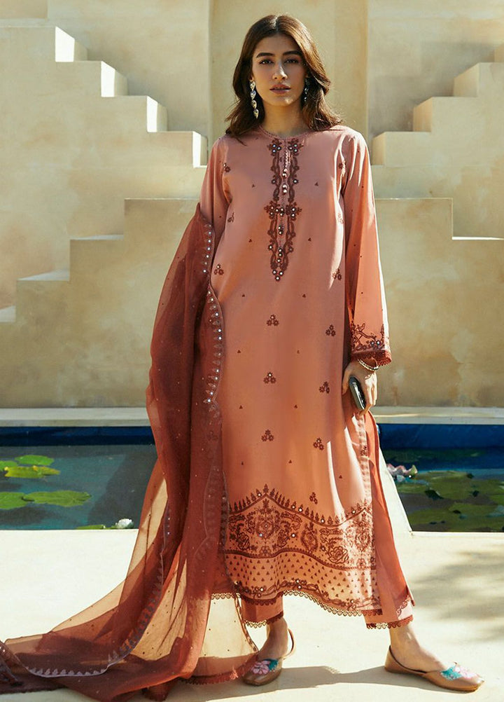 Cross Stitch Embroidered Lawn Suits Unstitched 3 Piece CS24PL D-01 Arid Sand - Summer Collection