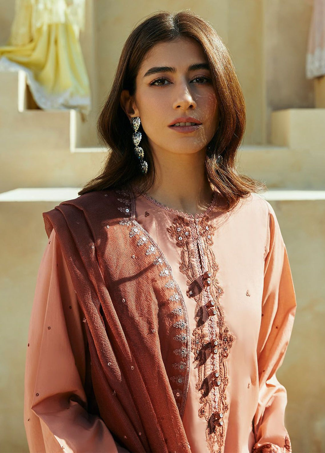 Cross Stitch Embroidered Lawn Suits Unstitched 3 Piece CS24PL D-01 Arid Sand - Summer Collection